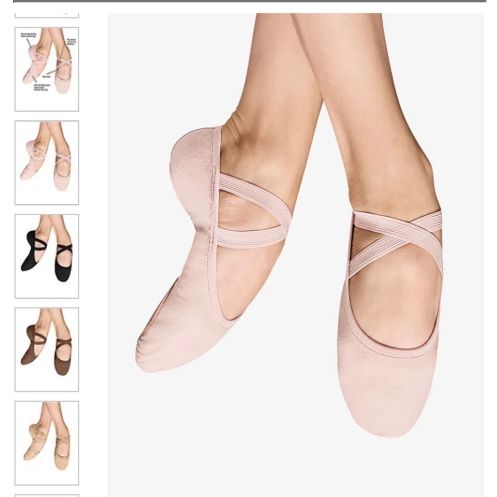 NWT Bloch Pink Ballet Flats with Cross-Elastic Straps 3C - Women’s Size 5